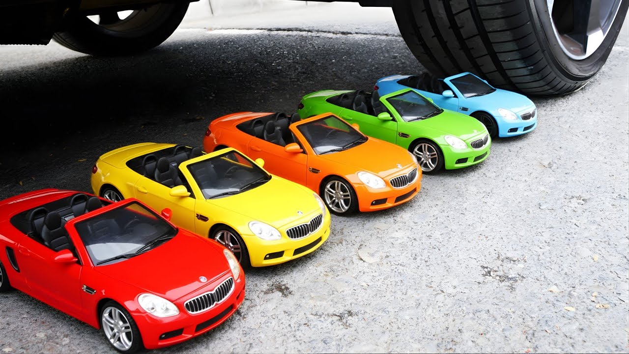 Crushing Experiments Video! &Car vs Crunchy Color Giant Sodas Balloons Bottles & Soft Things By Car