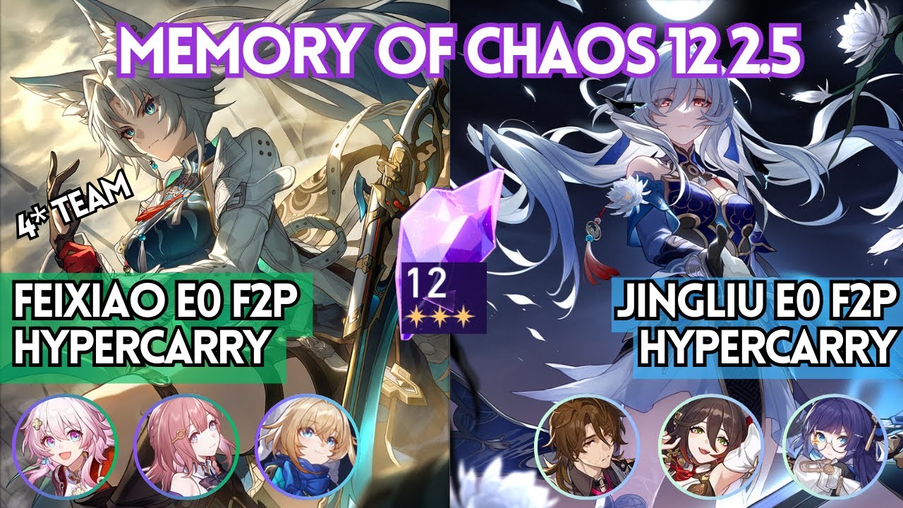 Feixiao E0 and Jingliu E0 (4* Team) Memory of Chaos 12 2.5 Full Stars | Honkai Star Rail 2.5