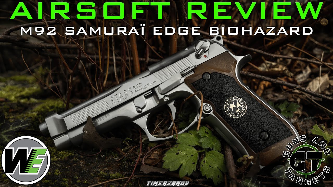 Airsoft Review #139 WE M92 Samura&iuml; Edge Silver Biohazard Gaz Blowback (GUNS AND TARGETS) [FR]