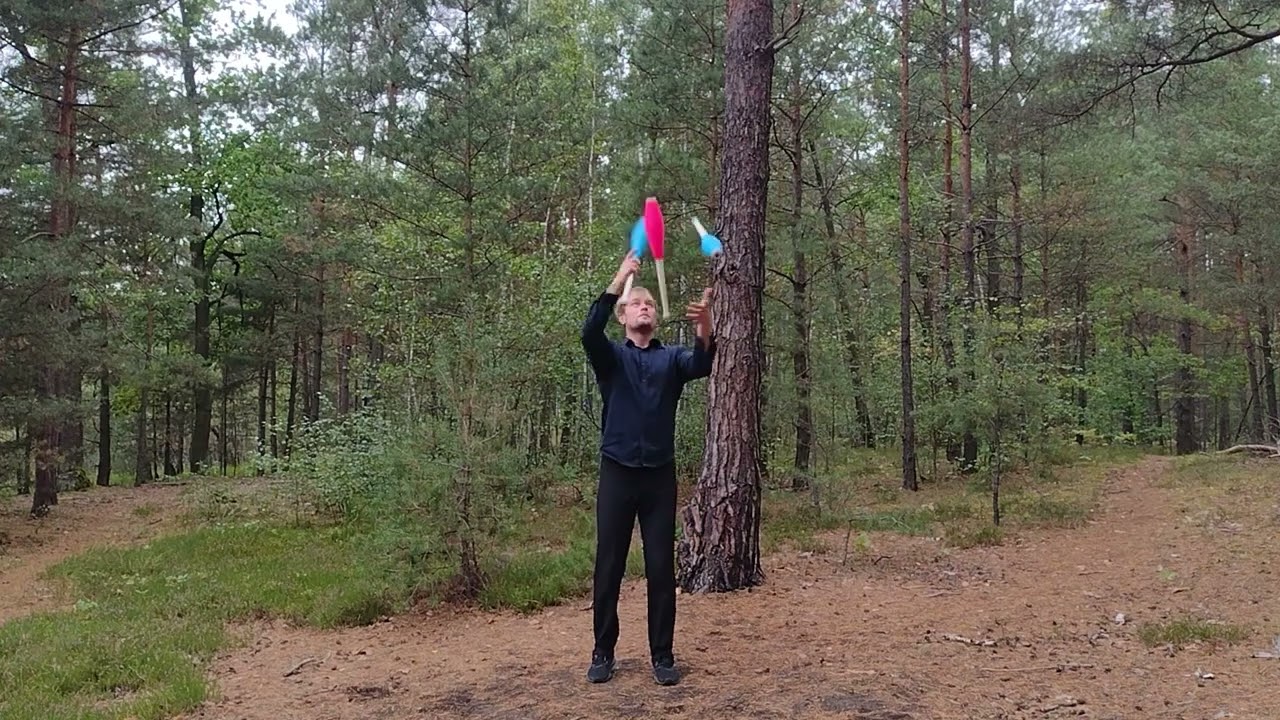 Juggling in forest
