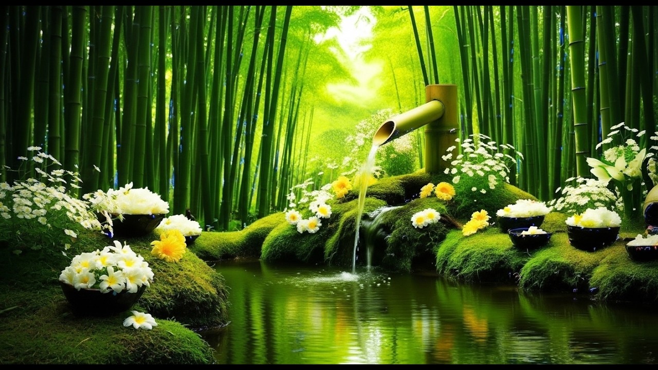 Mind Healing 🌿 Bamboo Water Sounds & Relaxing Music, Anxiety Relief
