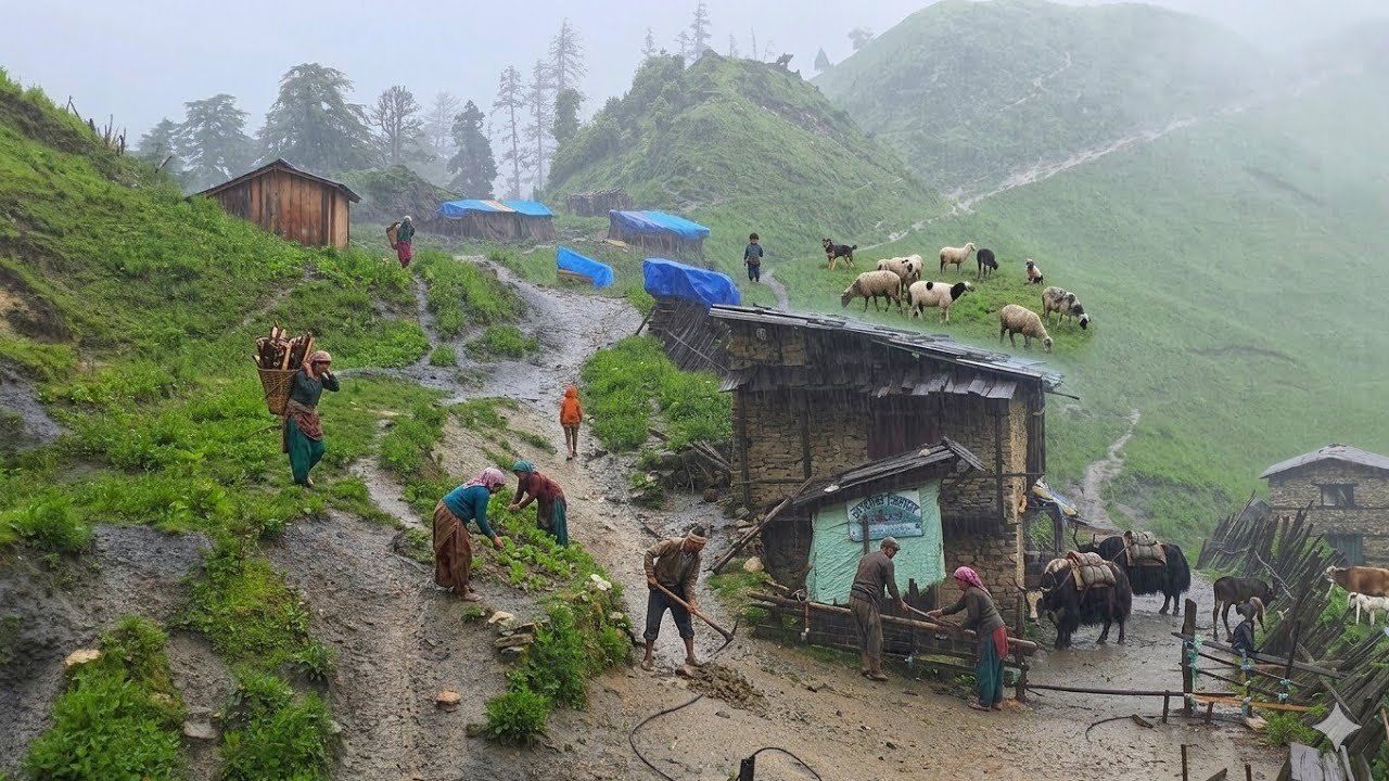 Real Nepali Mountain Village Life During the Rain | Most Peaceful And Relaxing Rural Life | 