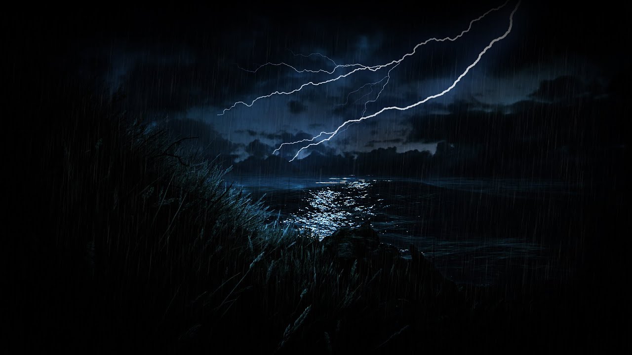 Ocean Rainstorm and Nonstop Thunder for Sleeping | Thunderstorm - Dimmed Screen Sleep Sounds