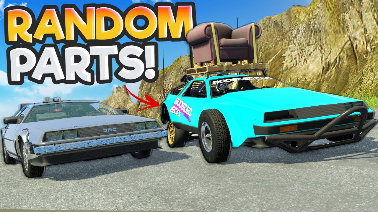 RANDOM PARTS RACING with the Delorean on a Mountain in BeamNG Drive Mods!