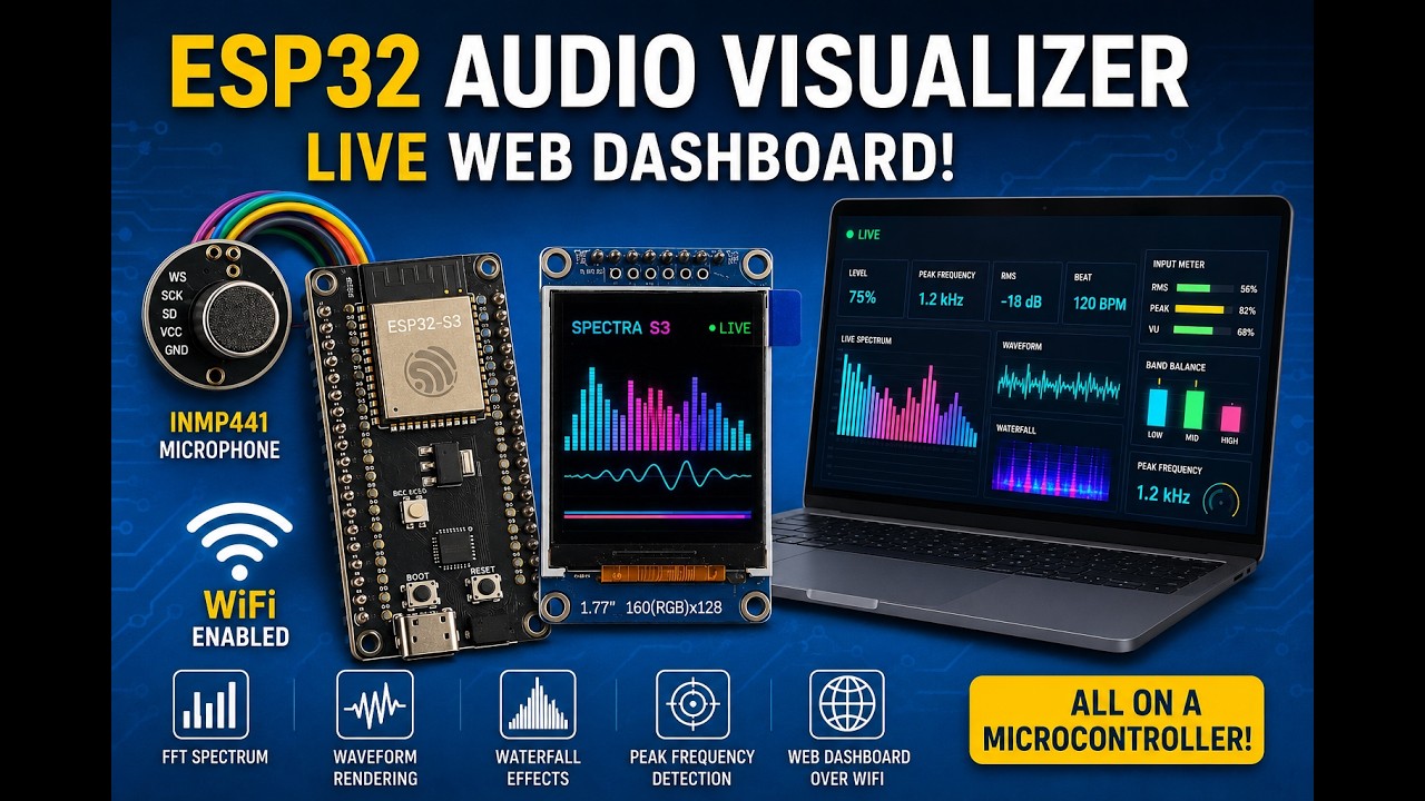 ESP32 Audio Visualizer 🤯 Live FFT + Web Dashboard + TFT Display