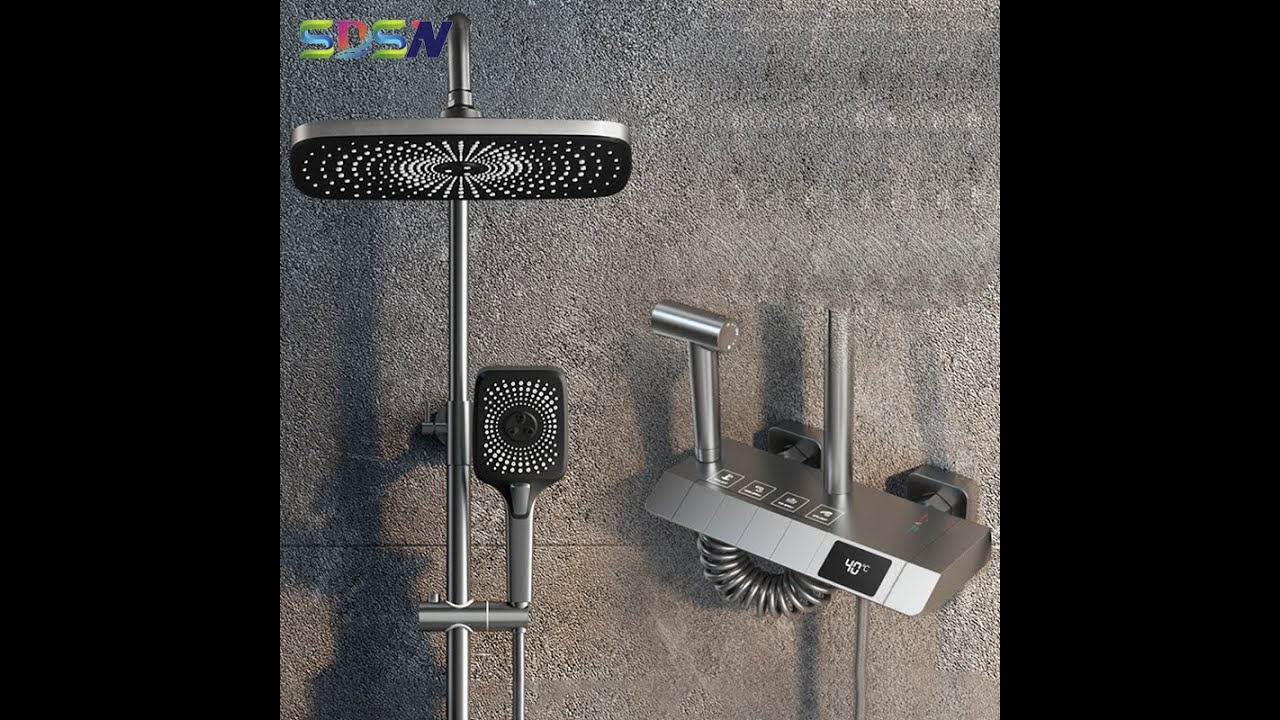 #Digital Piano #Shower System Brass Thermostatic Shower Faucet Rain Shower Head Piano Shower Set
