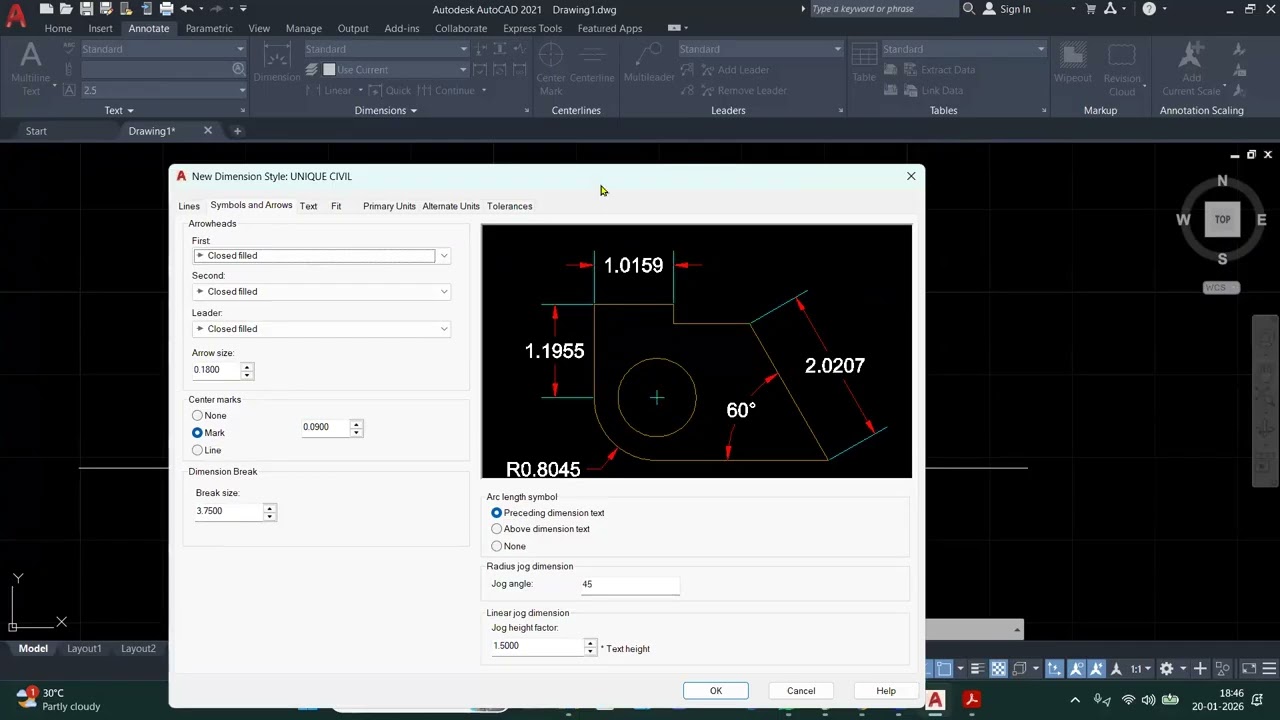 Dimension in AutoCAD