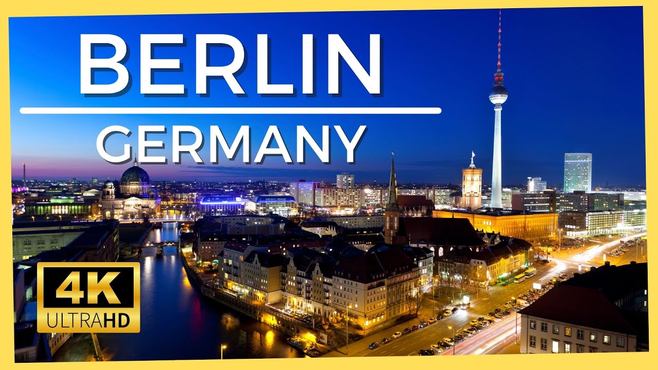 Berlin City Skyline at night in 4K with Relaxing Jazz music |  Relaxing music