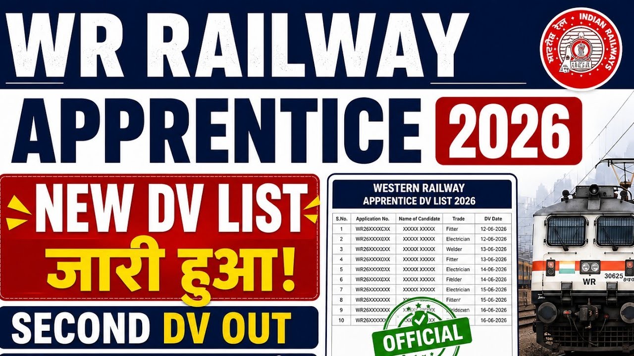 WR Railway Apprentice New DV List 2026 | Bhavnagar Workshop DV Date Out | Call Letter Released