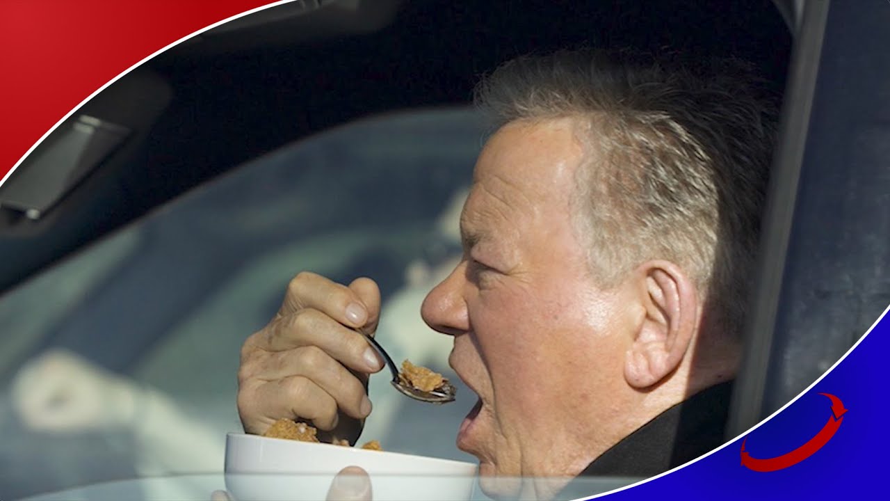 William Shatner reveals why he was eating a bowl of cereal while driving