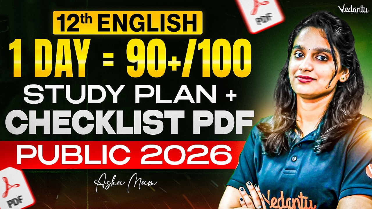 12th English | Study Plan + Checklist PDF | Score 90+/100 | Public Exam 2026 | Asha Ma'am