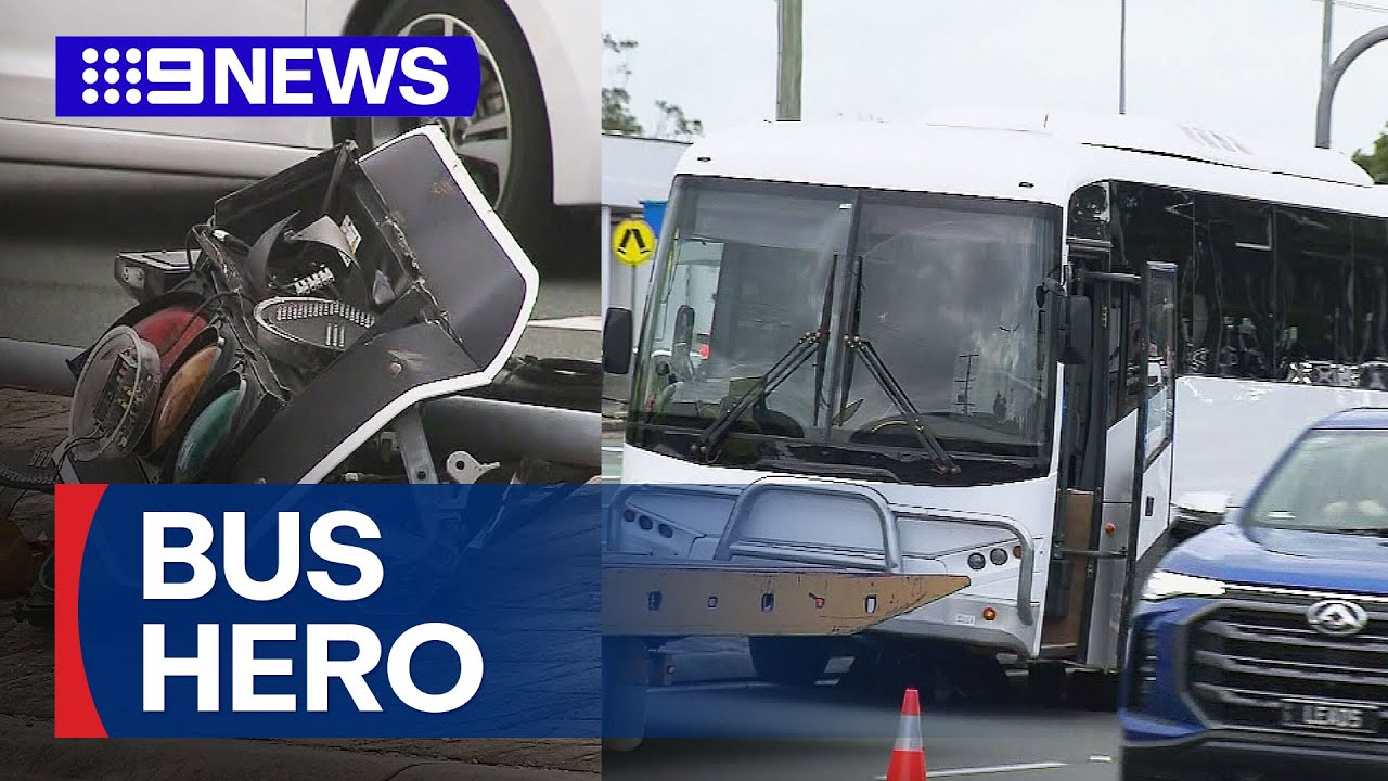 Hero teenager takes wheel of out-of-control bus | 9 News Australia
