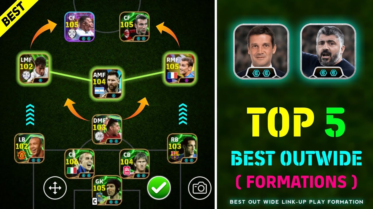 Top 5 Out Wide Best Formations In eFootball 2026 🔥 Cristian Chivu Link-Up Paly Out Wide Formation 🥶