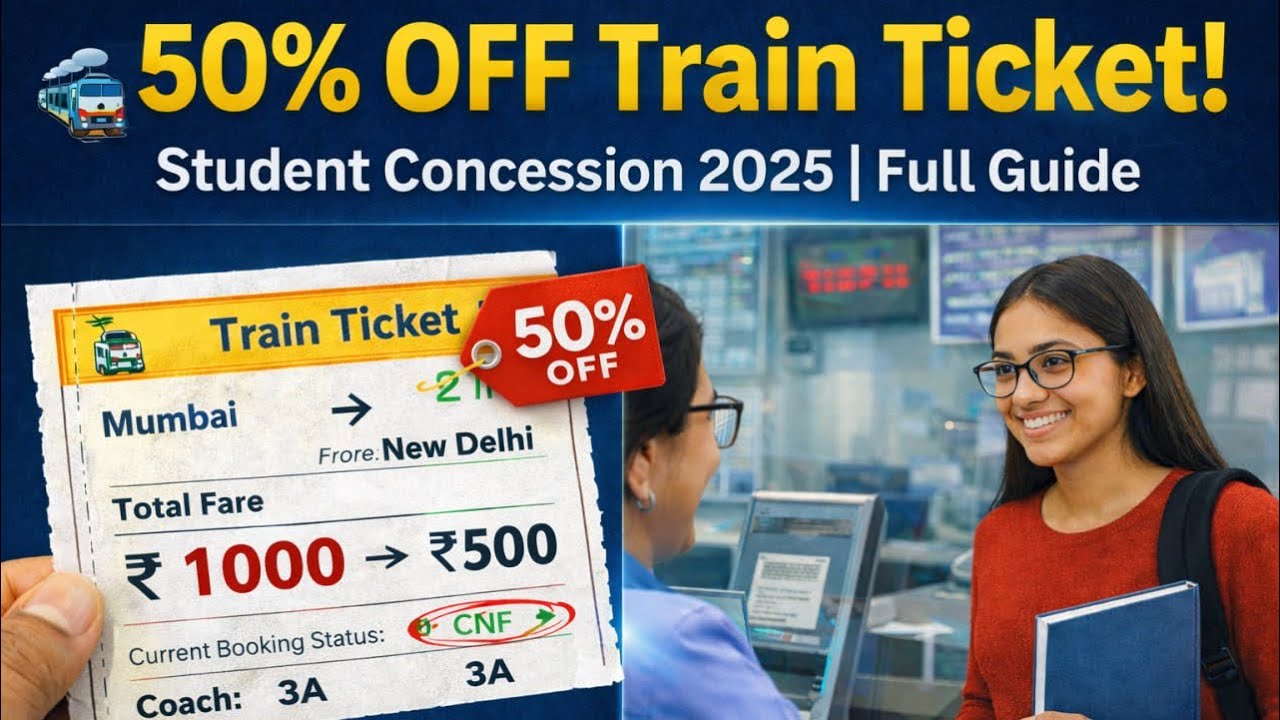 Indian Railways Student Concession 2025: 50% Discount Kaise Milega? Full Guide