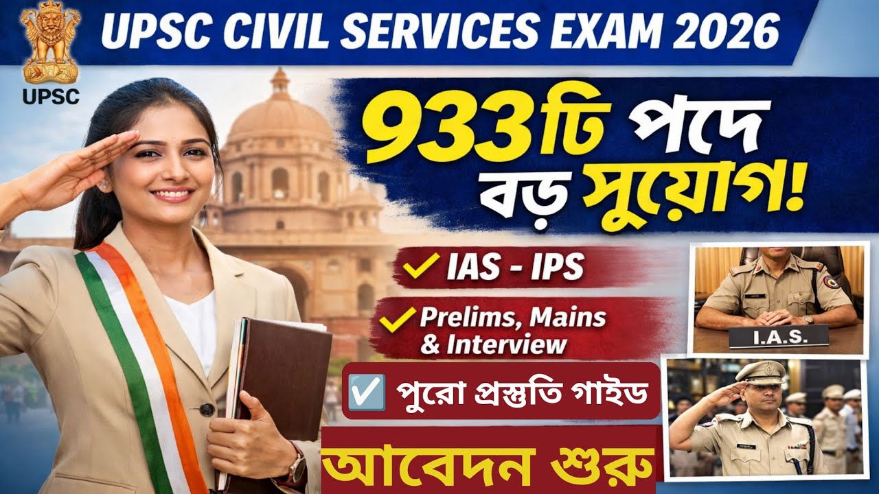 UPSC Civil Services 2026 🔥 ৯৩৩টি শূন্যপদ | IAS-IPS হওয়ার সেরা সুযোগ |সম্পূর্ণ সিলেবাস ও আবেদন পদ্ধতি