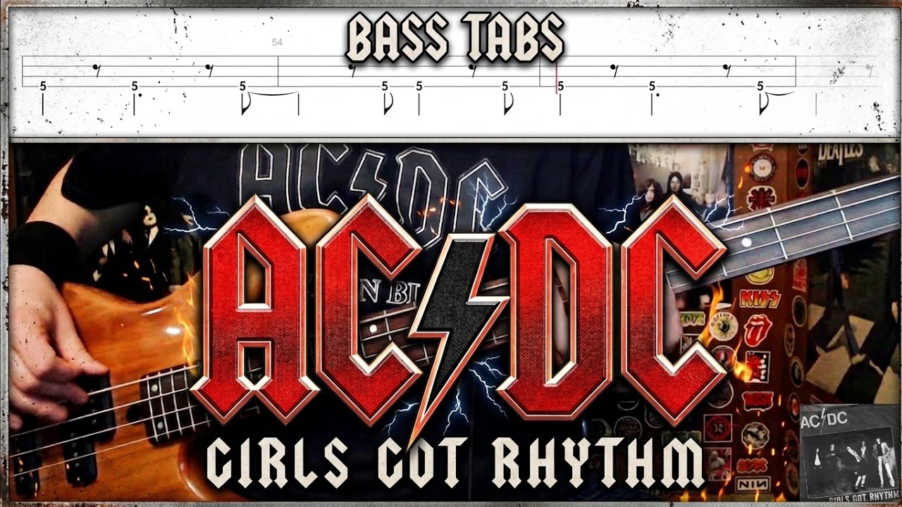 Girls Got Rhythm by AC/DC - Bass Cover with Tabs Play-Along