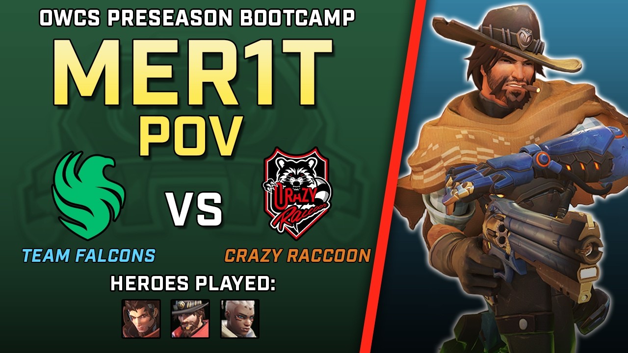 [ Mer1t ] Major Microadjustments | Team Falcons vs Crazy Raccoon | OWCS Preseason Bootcamp