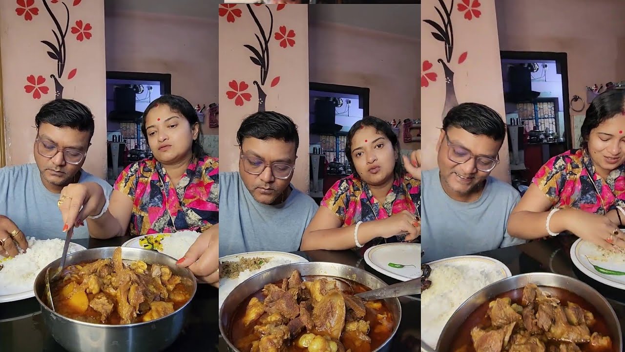 রান্না করে ঠিক সময়ে না খেলে খুব মাথা গরম হয়ে যায়। হিট মেনু স্পাইসি খাসির মাংস আর ঘি দিয়ে বেগুন ভাজা।