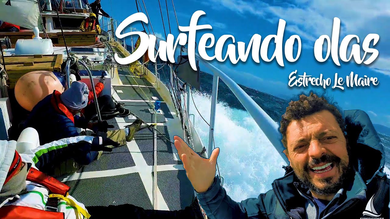 #AlegriaMarineros  Surfeando olas en el estrecho de Le Maire