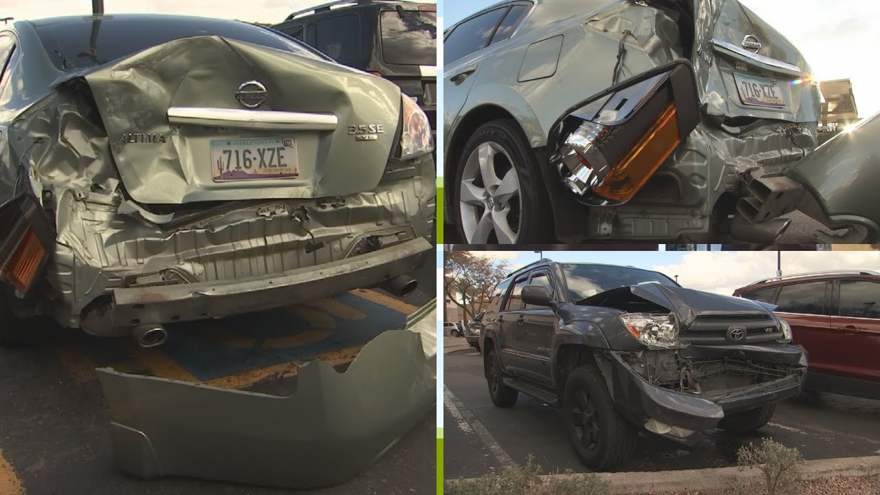 Parking lot mishap damages multiple cars