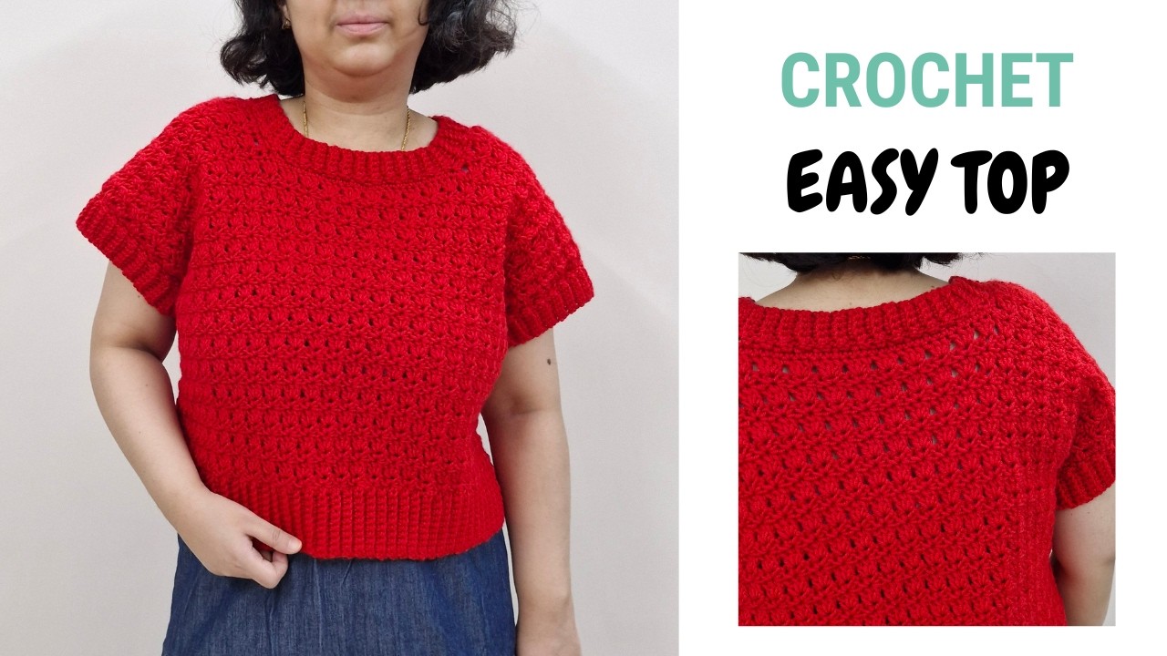 🌹 Crochet Red Roses Top- Free Step by Step Tutorial | Beginner-Friendly Sweater Vest XS TO 7XL