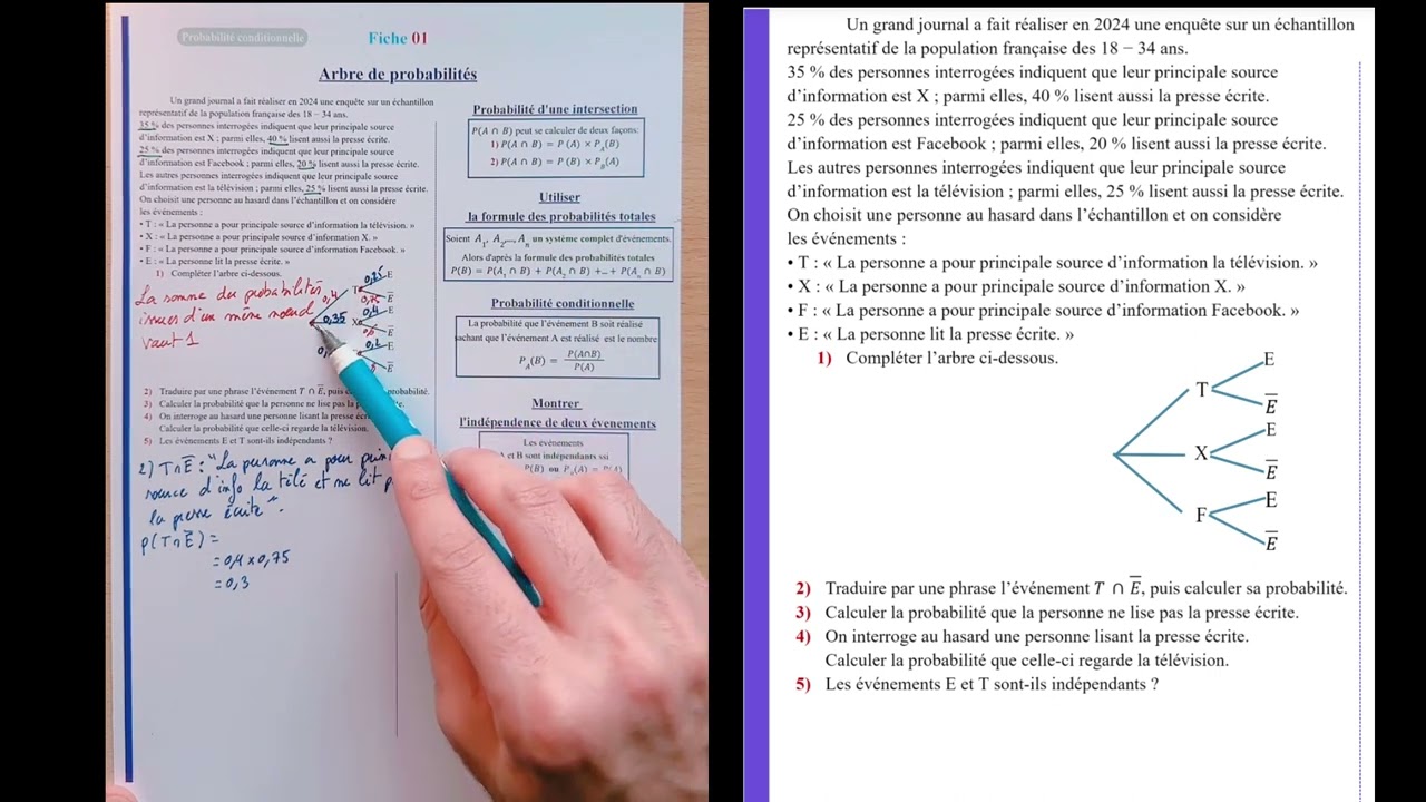 Questions types bac/DST. Utiliser un arbre de probabilité