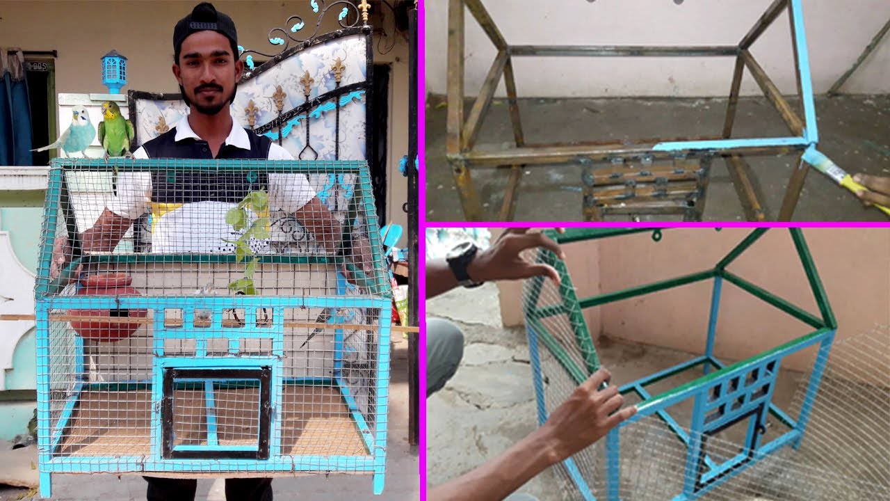 Homemade Bird Cage || Making Lovebirds,Budgies Breeding Cage Setup