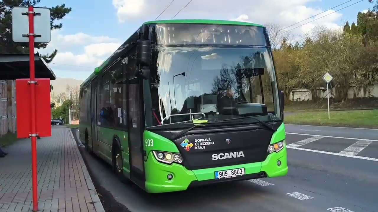 Jízda autobusem Scania LE 12 ev.č 503 linka 453 úsek hlavní nádraží - Ústí nad Labem Kamenný vrch 