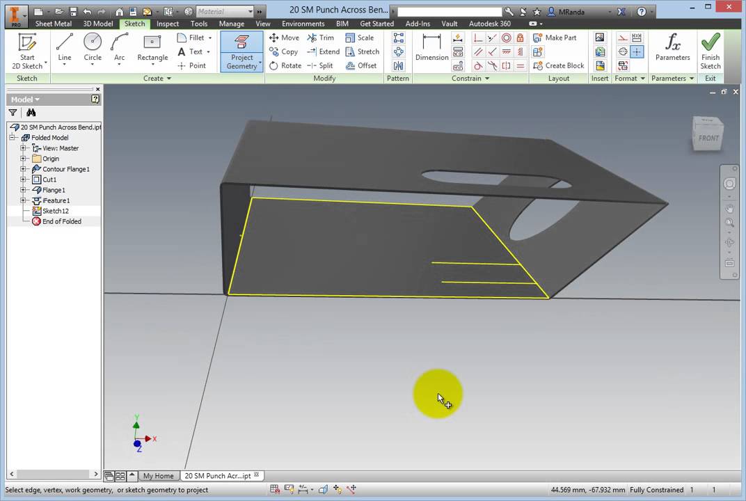 Punching Sheet Metal Across a Bend