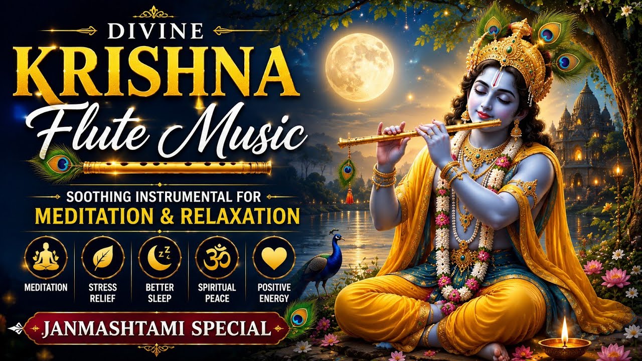 Divine Krishna Flute Music | Soothing Instrumental for Meditation & Relaxation Janmashtami Special 