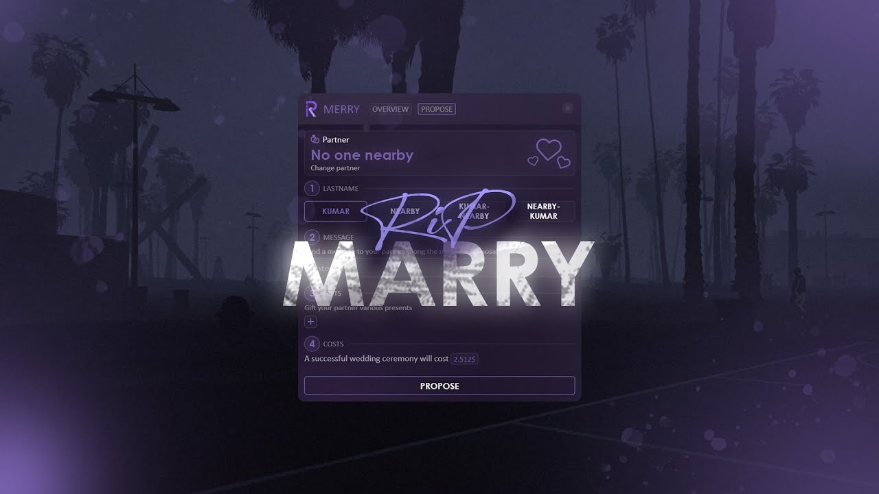 Marry Script | Celebrate your wedding with your partner | ESX & QB | FiveM Script by RiP Development
