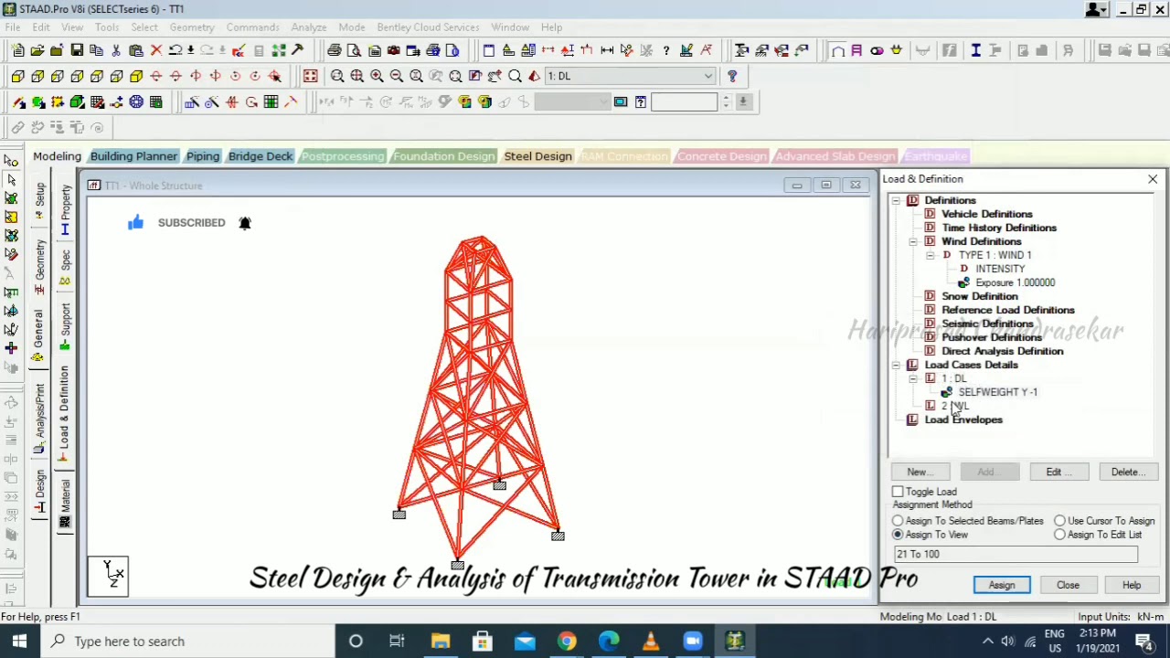 Steel Design & Analysis of a Transmission Tower in STAAD Pro