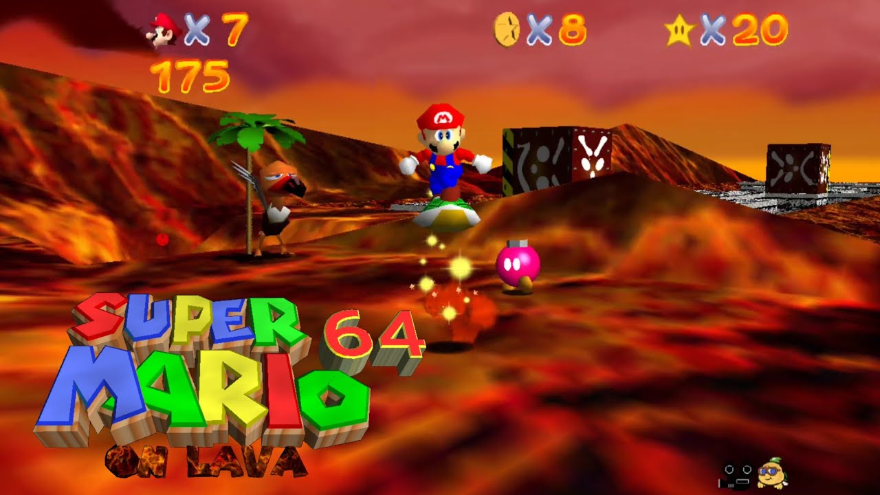 Super Mario 64 On Lava WideScreen HD Textures MollyMutt's Shifting Sand Land (Gameplay Android)
