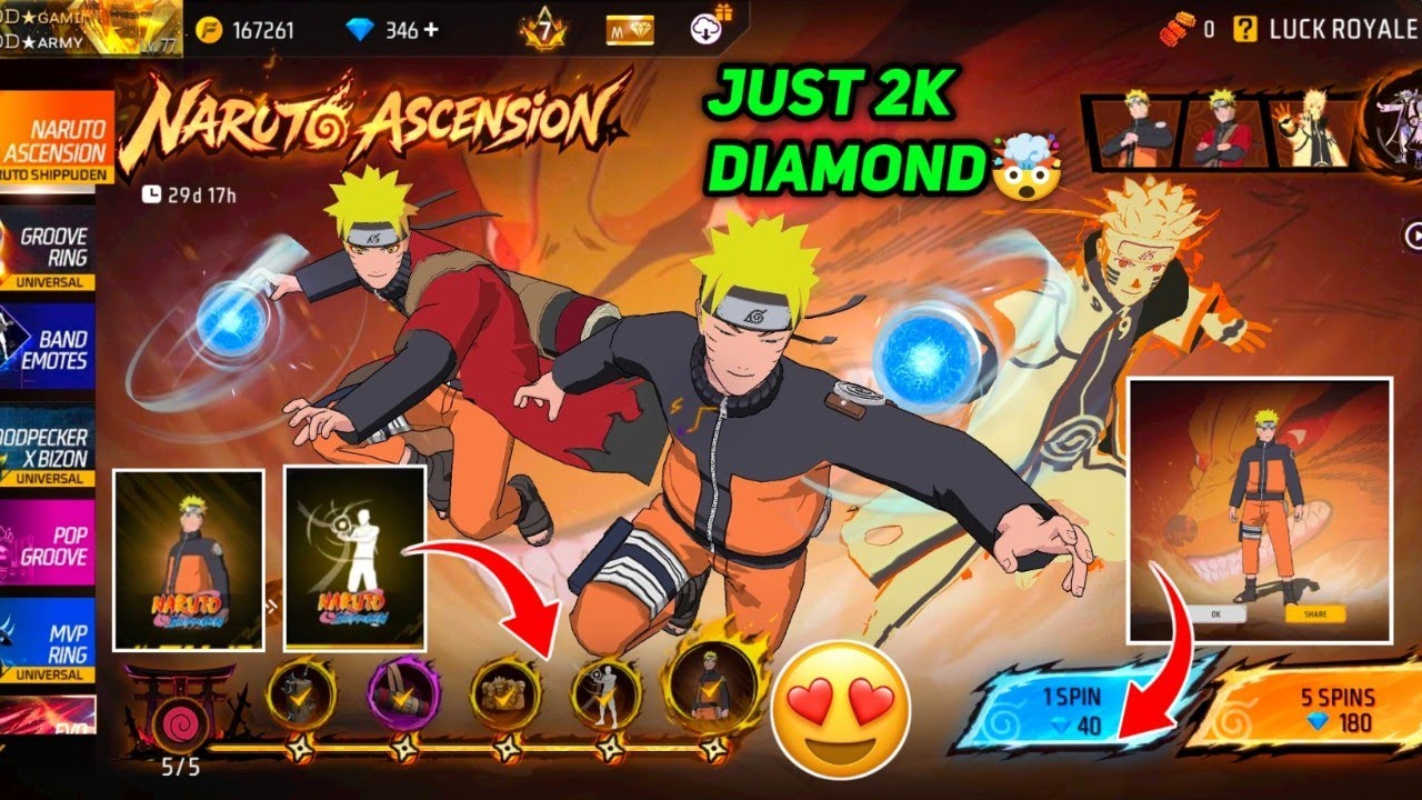 Naruto Ascension Event Spin Trick🤩🔥| Naruto Bundle Return Event Spinning💥| Free Fire New Event Tamil