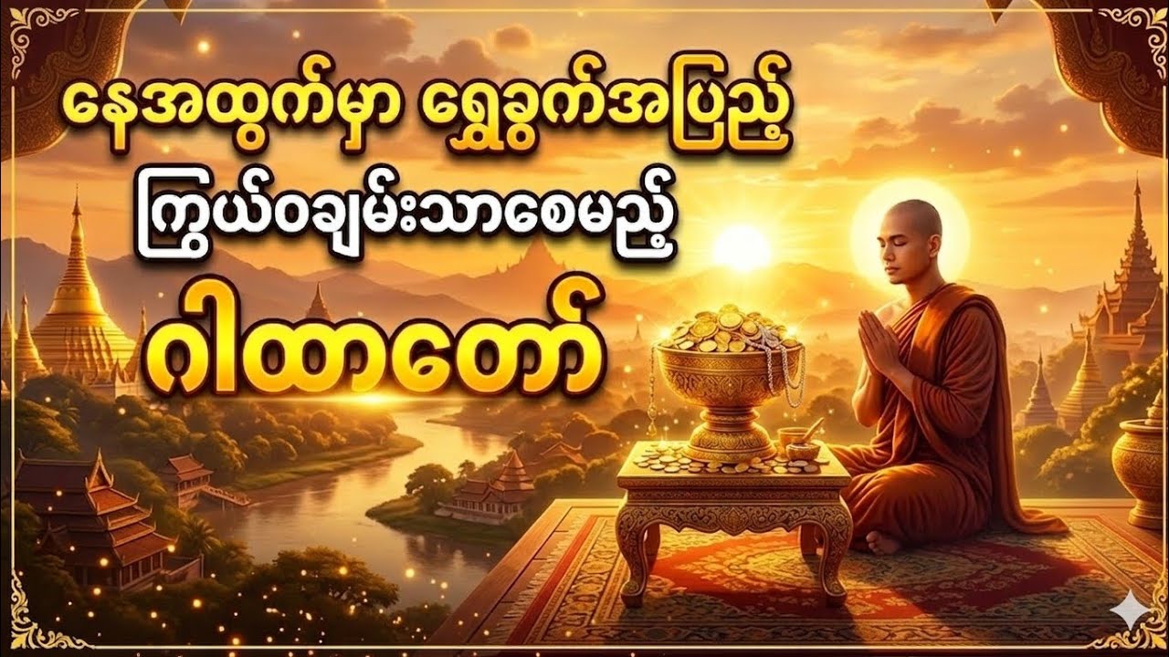 နေအထွက်မှာ ရွှေခွက်အပြည့်ခပ် နေဝင်မီးလက် စီးပွားတက်စေမယ့် ဂါထာတော်များ #တရားတော်များ #တရား #တရားတို 