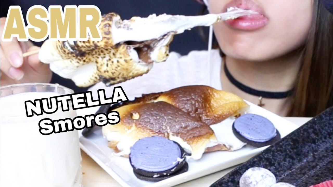 REQUESTED ASMR Nutella Bread and Milk ,OREO, Mochi, Marshmallows Eating Sounds No Talking 먹방 Mukbang