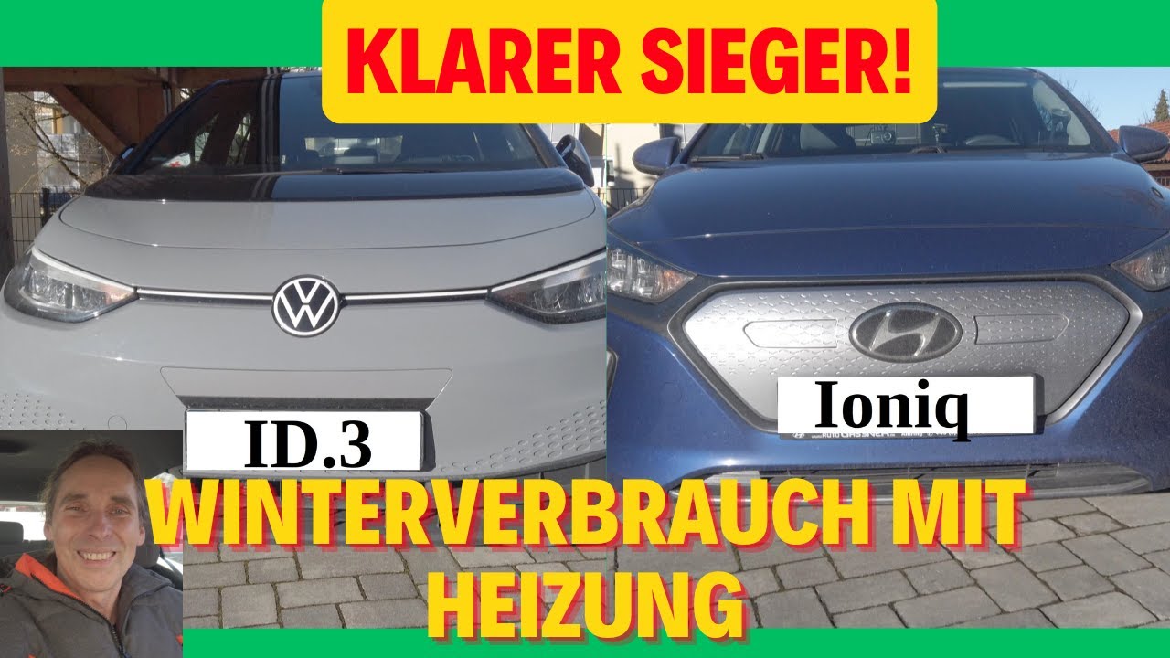VW ID.3 vs. Hyundai Ioniq - Winterverbrauch mit Heizung im Vergleich