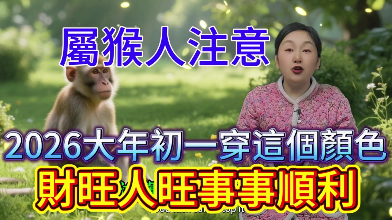 屬猴人注意啦，2026 年大年初一 一定要穿這個顏色，鴻運當頭擋不住，好運主動找上門，大吉大利一整年，開啟輝煌運勢，千萬別錯過這神奇色彩！#運勢 #補財庫旺財氣 #財富 #生肖 #命理