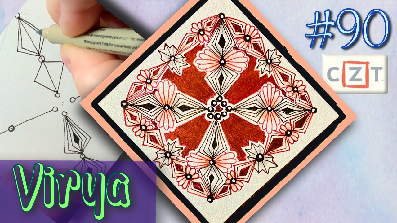 VIRYA || Easy Zentangle ® Patterns || Day 90 || 100 Days of Zentangle 2020