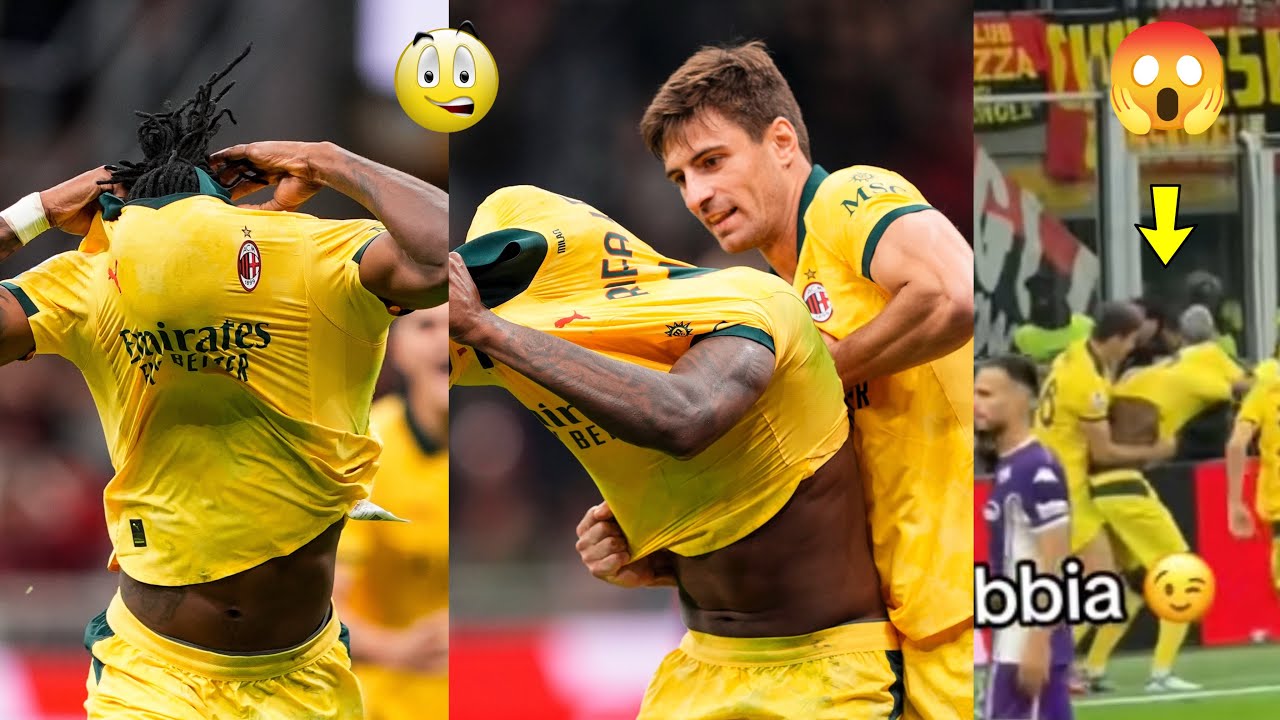 😳 Rafael Leão Prevented By Gabbia From Booking After Scoring Penalty, Intends To Take Off Shirt!