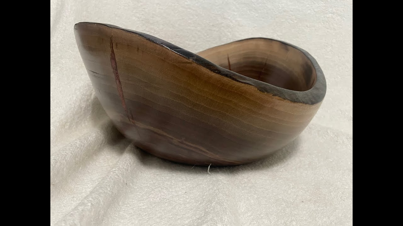 Natural edge black walnut bowl ASMR