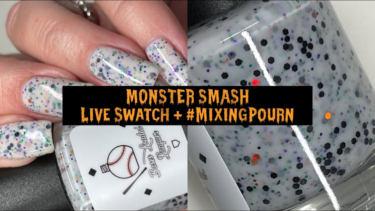 Bases Loaded Lacquer | Monster Smash Live Swatch + #MixingPourn | Halloween Glitter Crelly Polish