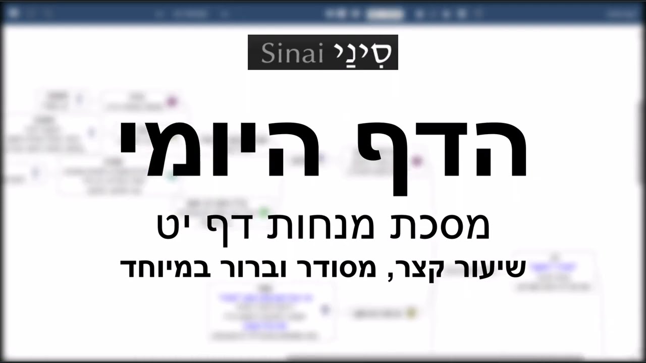הדף היומי של אתר סיני - מנחות דף יט - שיעור קצר וברור במיוחד מאת אורי בריליאנט