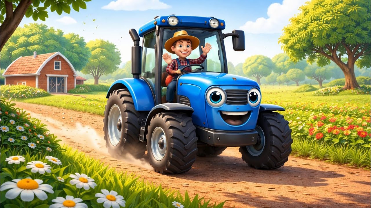 🍒🍈Der blaue Traktor auf dem Feld 🌼 | Blumen pflanzen & gießen | Deutsches Kinderlied🍉🍅🍎