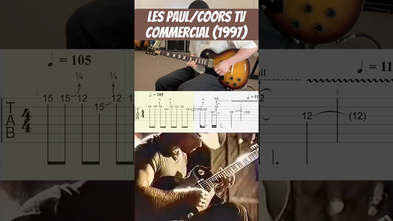 Телереклама Les Paul/Coors 1997 года (кавер на гитаре с табулатурами) | Урок | Учебное пособие | ...