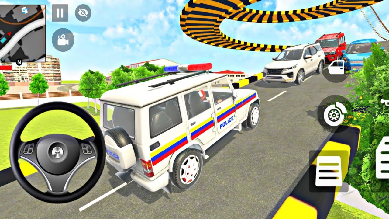 😍 Police Car Stunt on Sky Road 🔥 Indian Driving Simulator Gameplay 💥Indian Thift Auto
