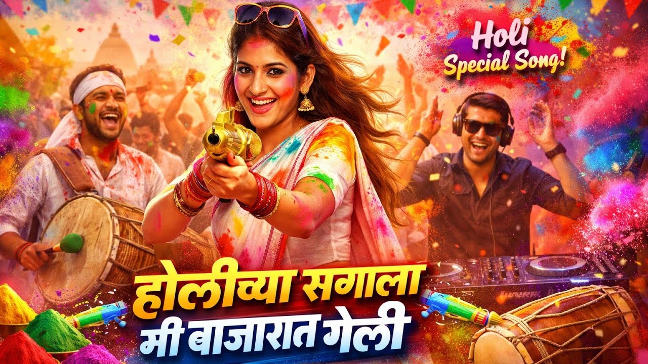 होळीच्या सणाला मी बाजारात गेली 🌈🔥 | Holi Special Marathi Song 2026|DJ Dhol Tasha Mix #ai#marathisong