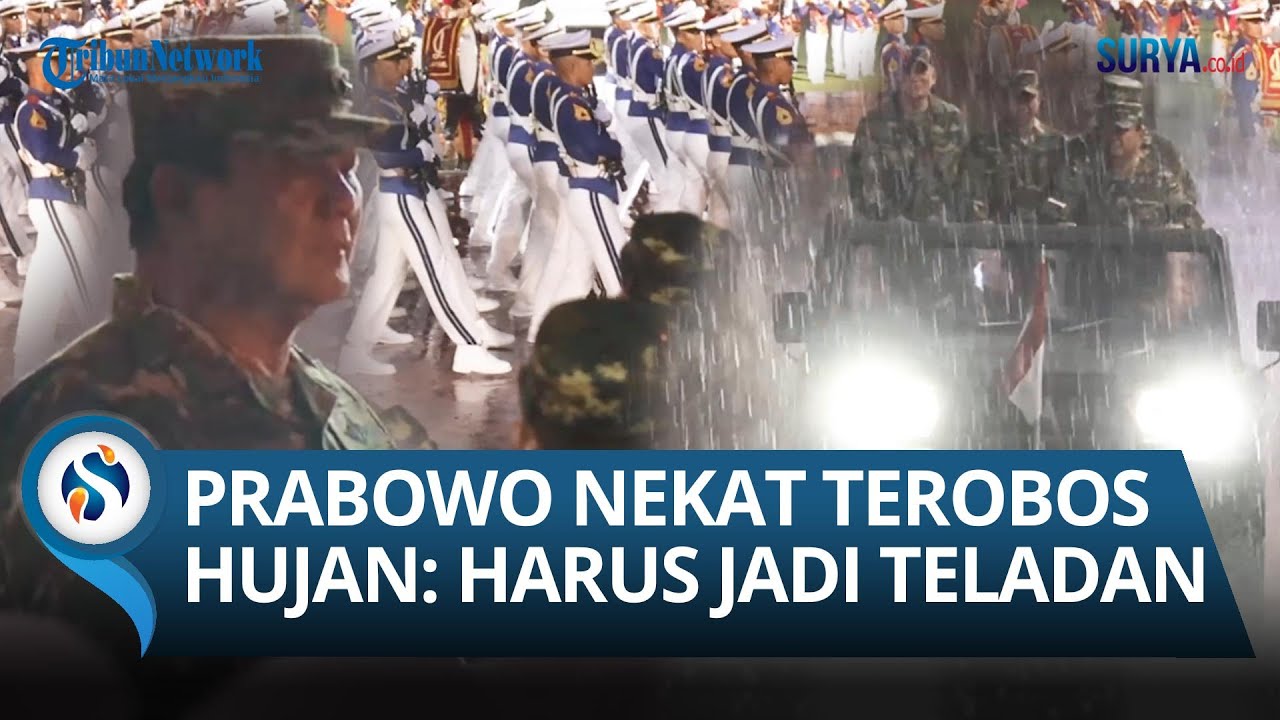 Prabowo Ajak Jenderal Hujan-hujanan Susuri Pasukan Upacara: Sesuai Asas 