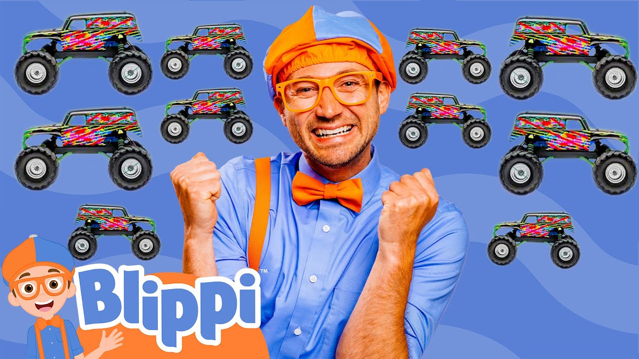 Blippi Learns to Count 1 to 10 with Monster Trucks | Blippi Learns | Toddler Learning Videos