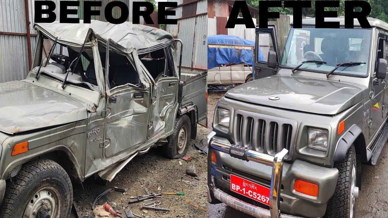 Double Cabin Bolero car full repairing and painting 🧑‍🏭🧑‍🔧 passang workshop phuentsholing Bhutan 👍